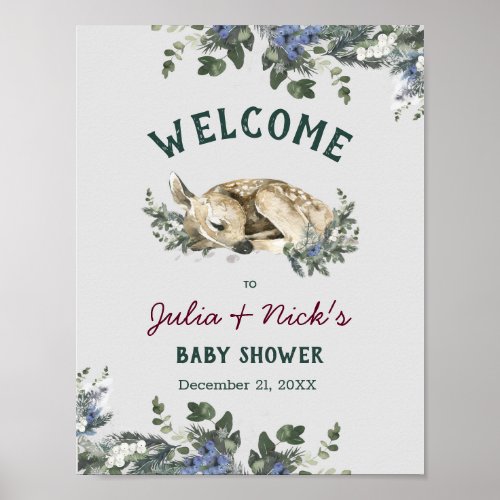 Welcome Baby Its Cold Outside Winter Baby Shower Poster