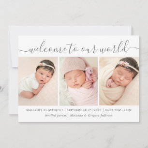 Welcome Baby Modern Photo Collage Birth Announcement