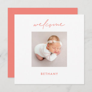 Welcome Baby Name Coral Rose Birth Announcement