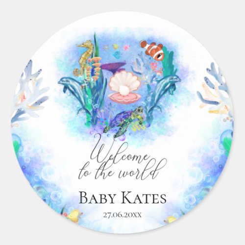 Welcome Baby Ocean Sea Animals  Classic Round Sticker