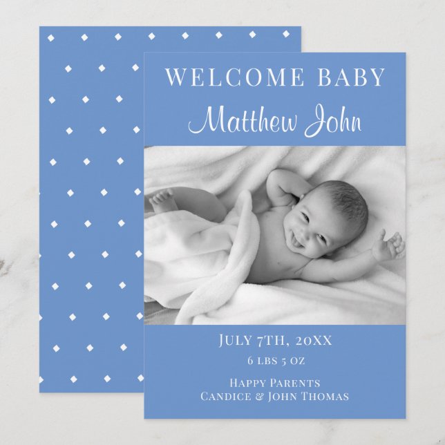 Welcome Baby Photo Announcement (Front/Back)