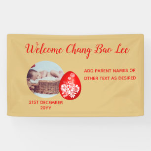 WELCOME Baby Photo Banner Red Egg and Ginger Party