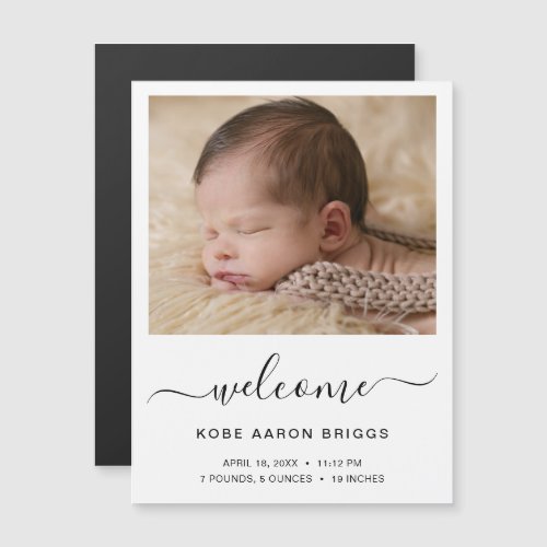 Welcome Baby Photo Birth Announcement Magnet