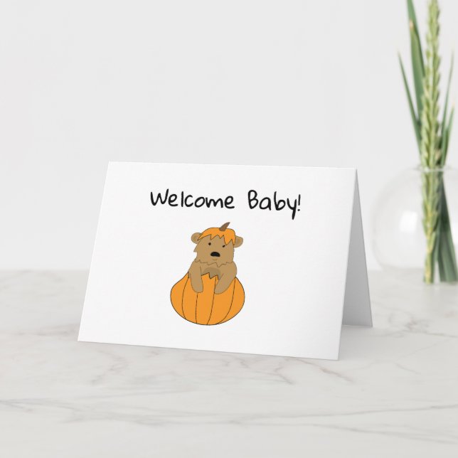 Welcome Baby Pumpkin Bear Card (Front)