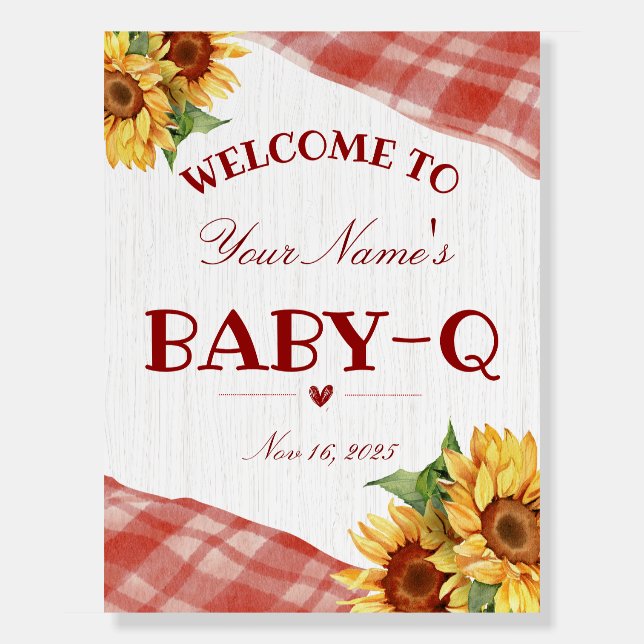 Welcome Baby-Q Theme Baby Shower Sign (Front)