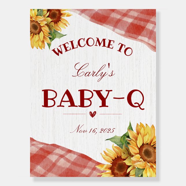 Welcome Baby-Q Theme Baby Shower Sign (Front)