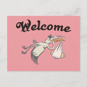 welcome Baby Rose Announcement Postcard