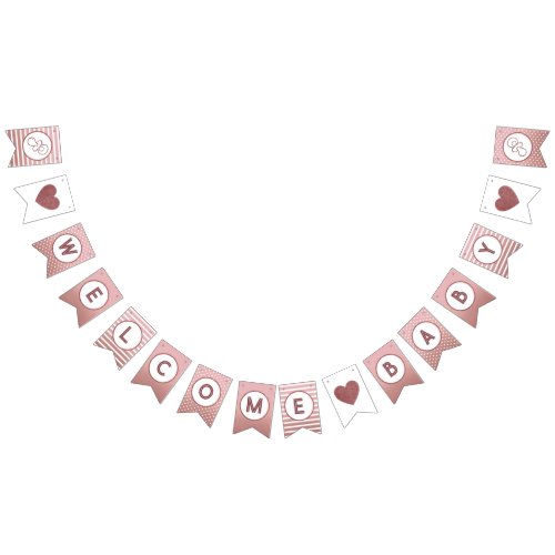 Welcome Baby Rose Gold Blush Chic Shower Sprinkle Bunting Flags