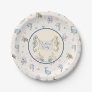 Welcome Baby Seahorses for Baby Shower Paper Plates