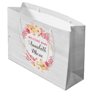 Welcome Gift Bags Zazzle Welcome Baby Shabby Chic Rustic Fl Shower Large Gift Bag
