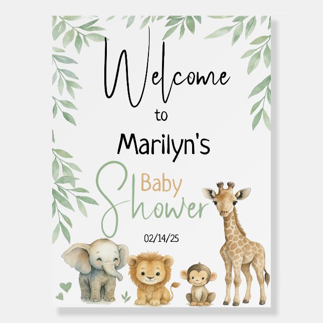 Welcome Baby Shower Baby Animals Foam Board (Front)