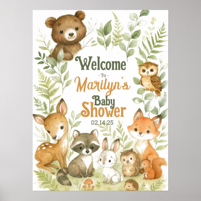 Welcome Baby Shower Baby Animals Poster (Front)