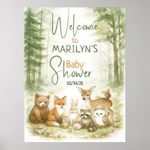 Welcome Baby Shower Baby Animals Poster