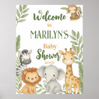 Welcome Baby Shower Baby Animals Poster