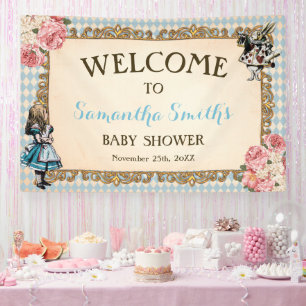 Welcome Baby Shower Banner Vintage Alice