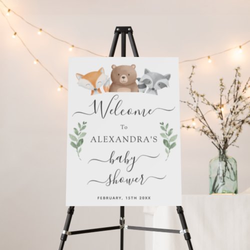 Welcome Baby Shower Cute Woodland Animals Foam Board