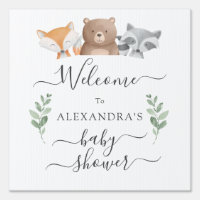 Welcome Baby Shower Cute Woodland Animals Poster Sign