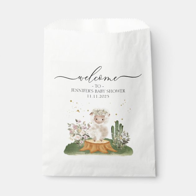 Welcome Baby Shower Gifts Woodland Sheep Favor Bag