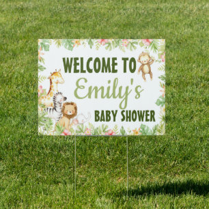 Welcome Baby Shower Jungle Animal Sign