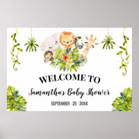 Welcome Baby Shower Jungle Wild Zoo Animals Poster