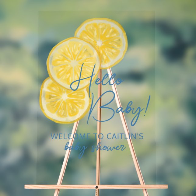 Welcome baby shower lemons Acrylic Sign (Neutral)