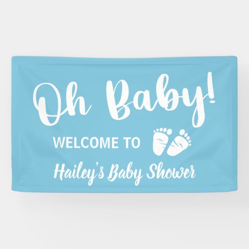 Welcome Baby Shower Oh Baby Boy Blue Banner