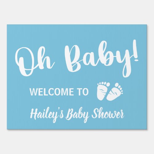 Welcome Baby Shower Oh Baby Boy Blue Sign