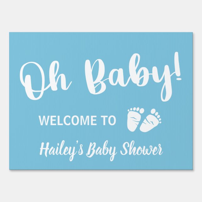 Welcome Baby Shower Oh Baby Boy Blue Sign (Front)