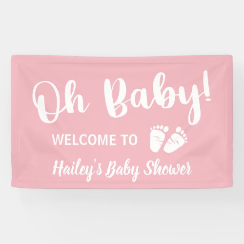 Welcome Baby Shower Oh Baby Girl Pink Banner