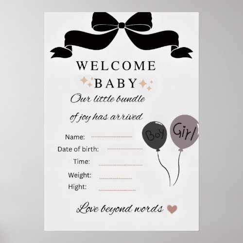 Welcome Baby Shower poste with Balloons boy &amp; girl Poster