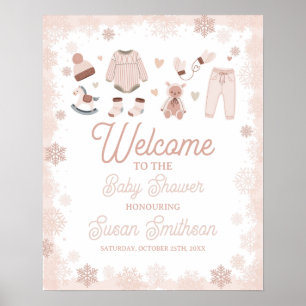 Welcome Baby Shower Poster Neutral Snow Winter