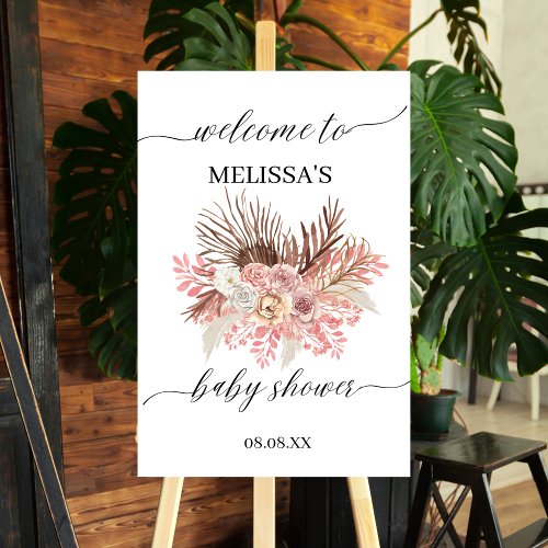Welcome Baby Shower Sign Boho Dusty Rose Flower