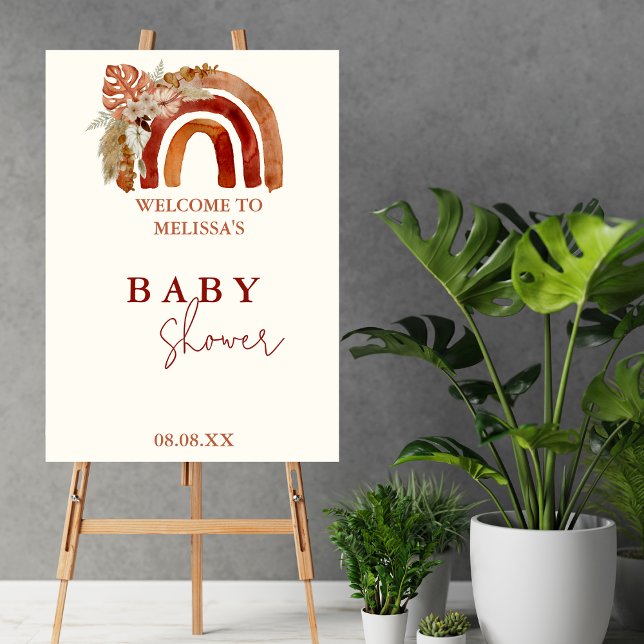 Welcome Baby Shower Sign Terracotta Boho Rainbow (Creator Uploaded)
