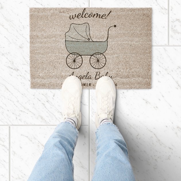 Welcome bABY sHOWER Stroller Babysitter Daycare Fiber Doormat