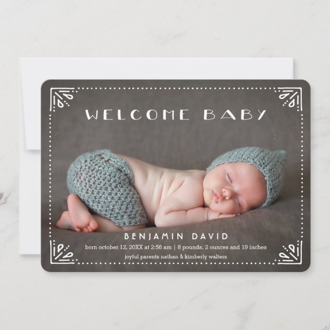 Welcome Baby Sweetly Framed Birth Announcement (Front)
