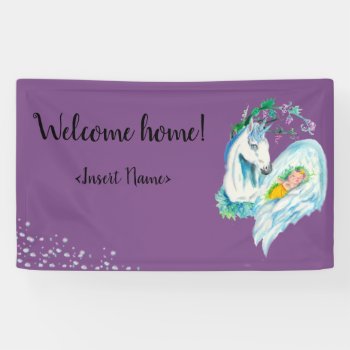 Welcome Baby To The World Unicorn Style Banner by UndefineHyde at Zazzle