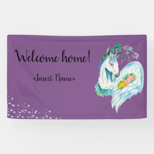 Welcome Baby To The World Unicorn Style Banner