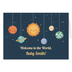 Welcome Baby to World Sun and Planets Space Cards