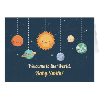 Welcome Baby to World Sun and Planets Space Cards