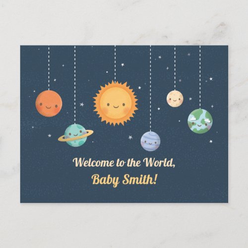 Welcome Baby to World Sun and Planets Space Postcard