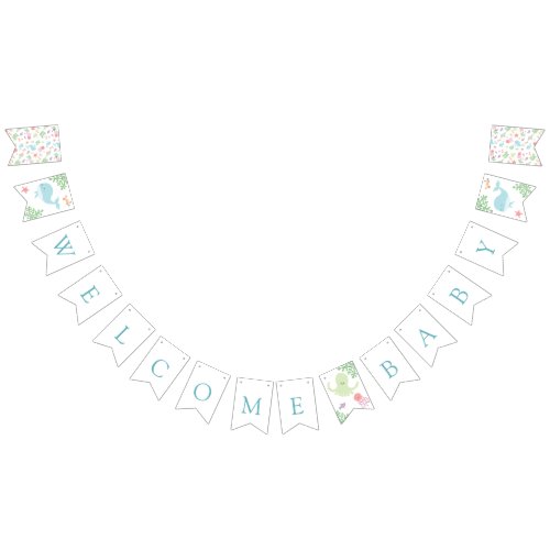 Welcome Baby Under the Sea Baby Shower pastel cute Bunting Flags