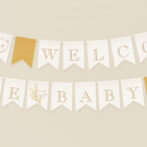 Welcome Baby Woodland Creatures Bunting Flags