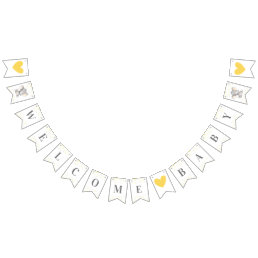Welcome Baby Yellow Gray Elephant Shower Sprinkle Bunting Flags