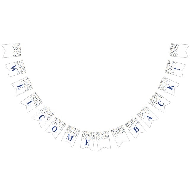 Welcome Back Banner Blue Gold Confetti (All)