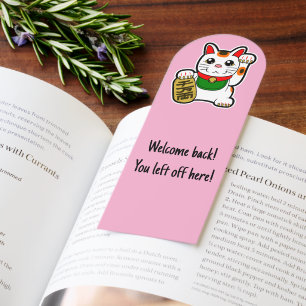 "Welcome Back" Beckoning Cat- Japanese Maneki Neko Bookmarks