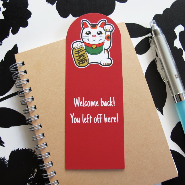 "Welcome Back" Beckoning Cat- Japanese Maneki Neko Bookmarks (Maneki Neko Bookmark)