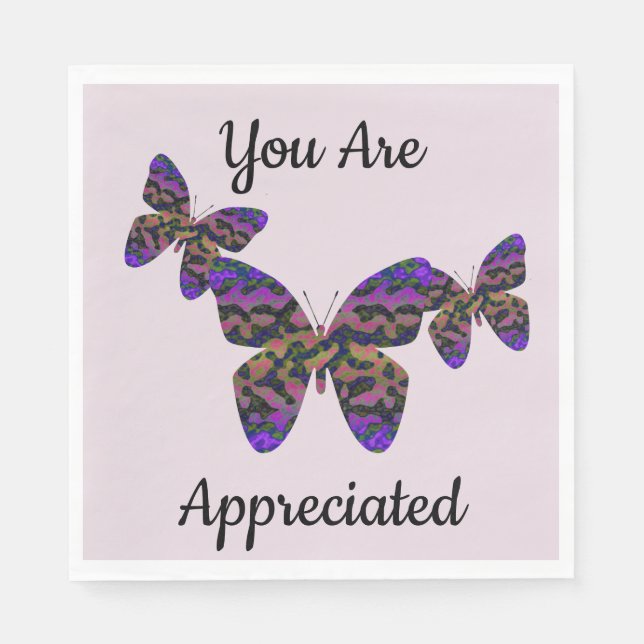 Welcome Back Bright Butterflies Business Employee Napkins (Front)