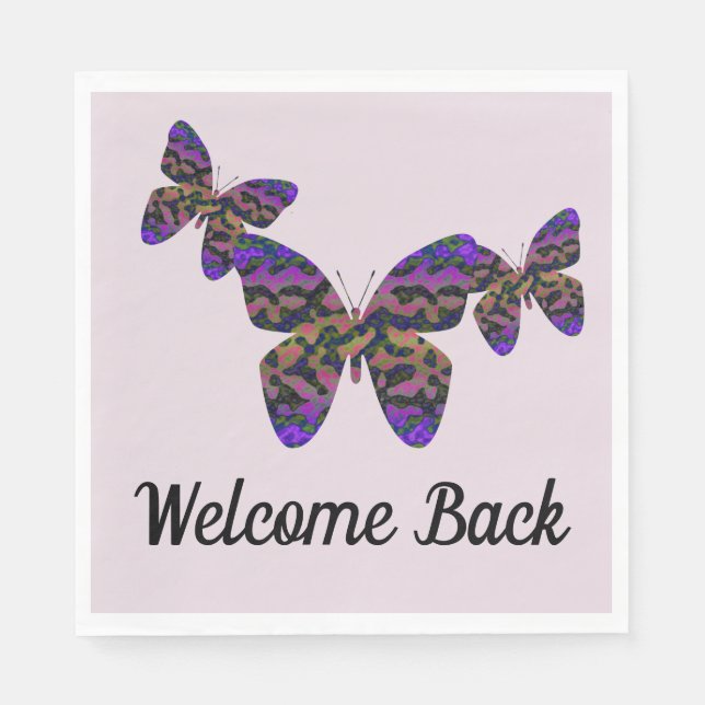 Welcome Back Bright Butterflies Business Employee Napkins (Front)