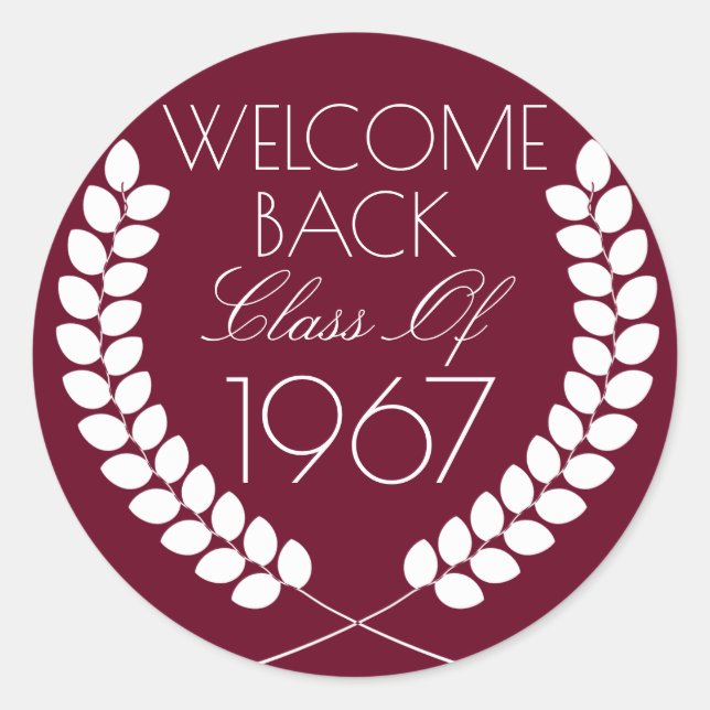 Welcome Back Class Of Classic Round Sticker (Front)