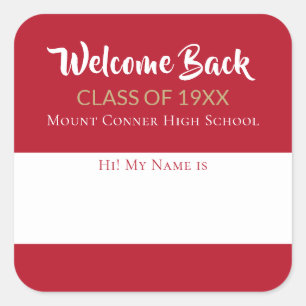 Welcome back! Class Reunion name stickers